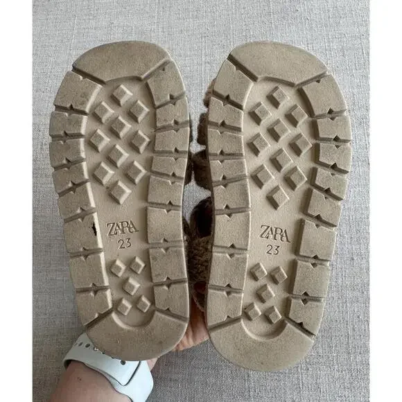 Zara Toddler Jute Fisherman Sandals Size 23 EU 7 US | Neutral Summer Shoes - Picture 6 of 8